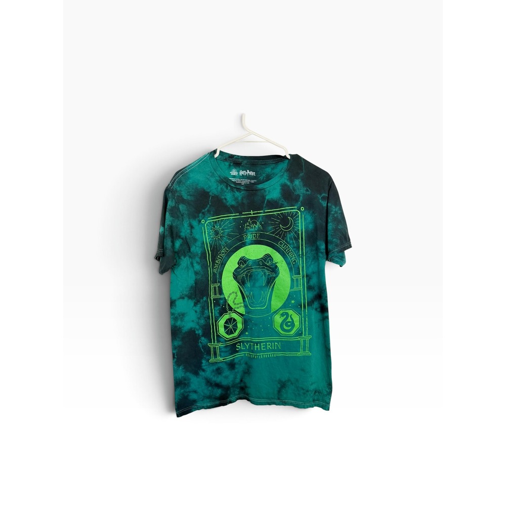 Harry Potter Slytherin Tie Dye Graphic T-Shirt Green Black Small Ambition Pride